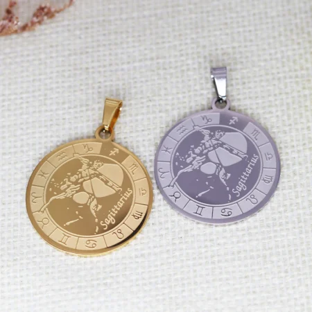 2PCS Zodiac Sagittarius Pendant DIY Stainless Steel Gift For Women Men Charm Pendant For Bracelet Jewelry Findings