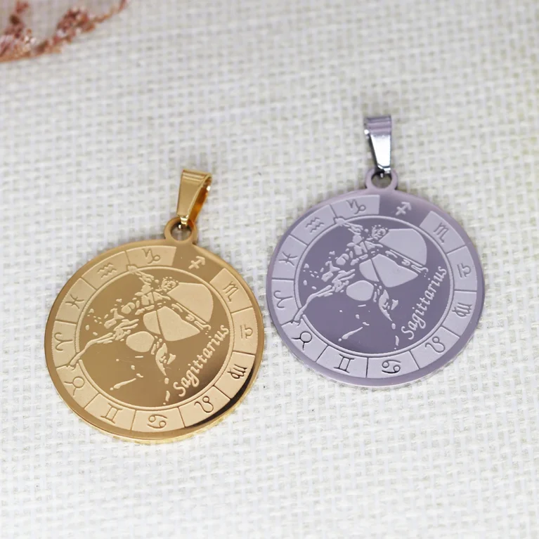 2PCS Zodiac Sagittarius Pendant DIY Stainless Steel Gift For Women Men Charm Pendant For Bracelet Jewelry Findings