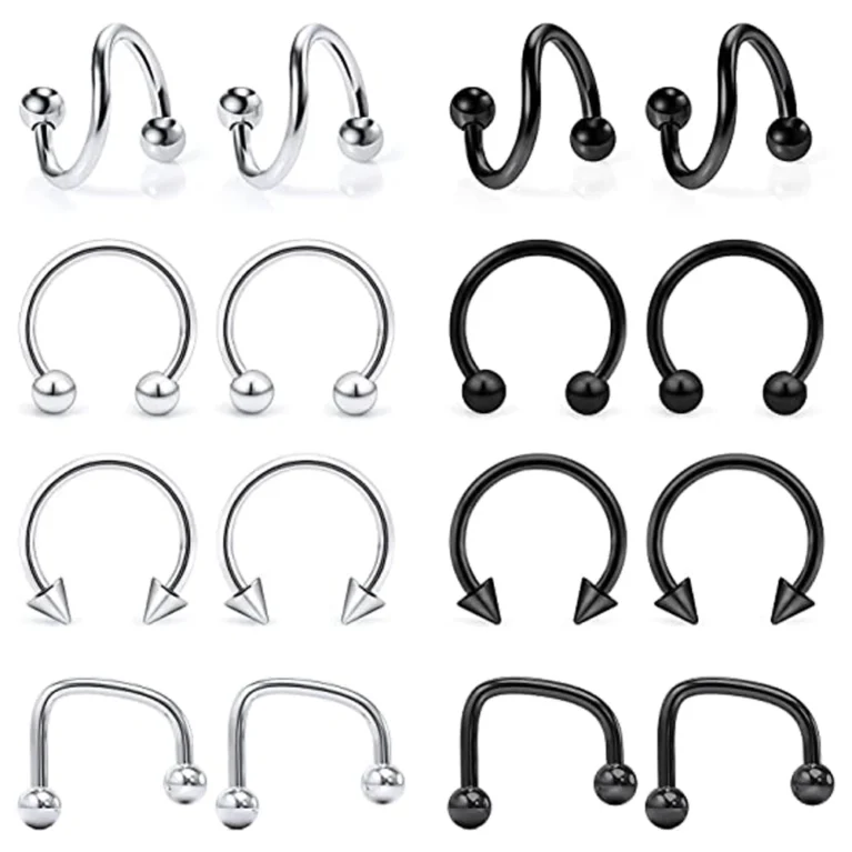 16g Lip Rings Stainless Steel Snake Bite Piercing Jewelry Labret Medusa Spiral Barbell Helix Earrings Horseshoe Septum Cartilage