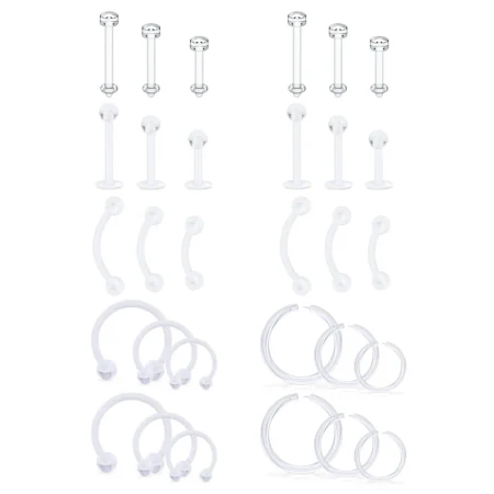 Clear Sports Work Bioflex Helix Tragus Conch Earrings Plastic Medusa Piercing Jewelry Lip Rings Labret Piercing Retainer