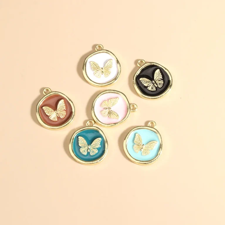 10pcs Lovely Enamel Charms Colorful Mini Butterfly Animals Pendants For Making Necklace Key Chains DIY Handmade Jewelry Findings