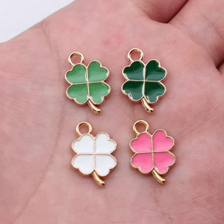 WYSIWYG 10pcs 18x12mm 4 Colors Four Leaf Clover Charms Pendant For DIY Jewelry Making Handmade Jewelry Craft Findings