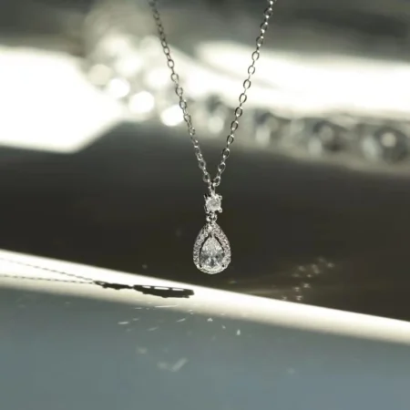 New925 Sterling Silver Teardrop Shape Necklace Personalized Charm Zirconia Pendant Choker Birthday Party Gift Women Fine Jewelry
