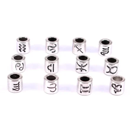 12pcs/lot Zodiac Spacer Beads Fit Charm Bracelet European Beads Jewelry Constellation Symbol DIY Beads 7.5x7.5mm B7